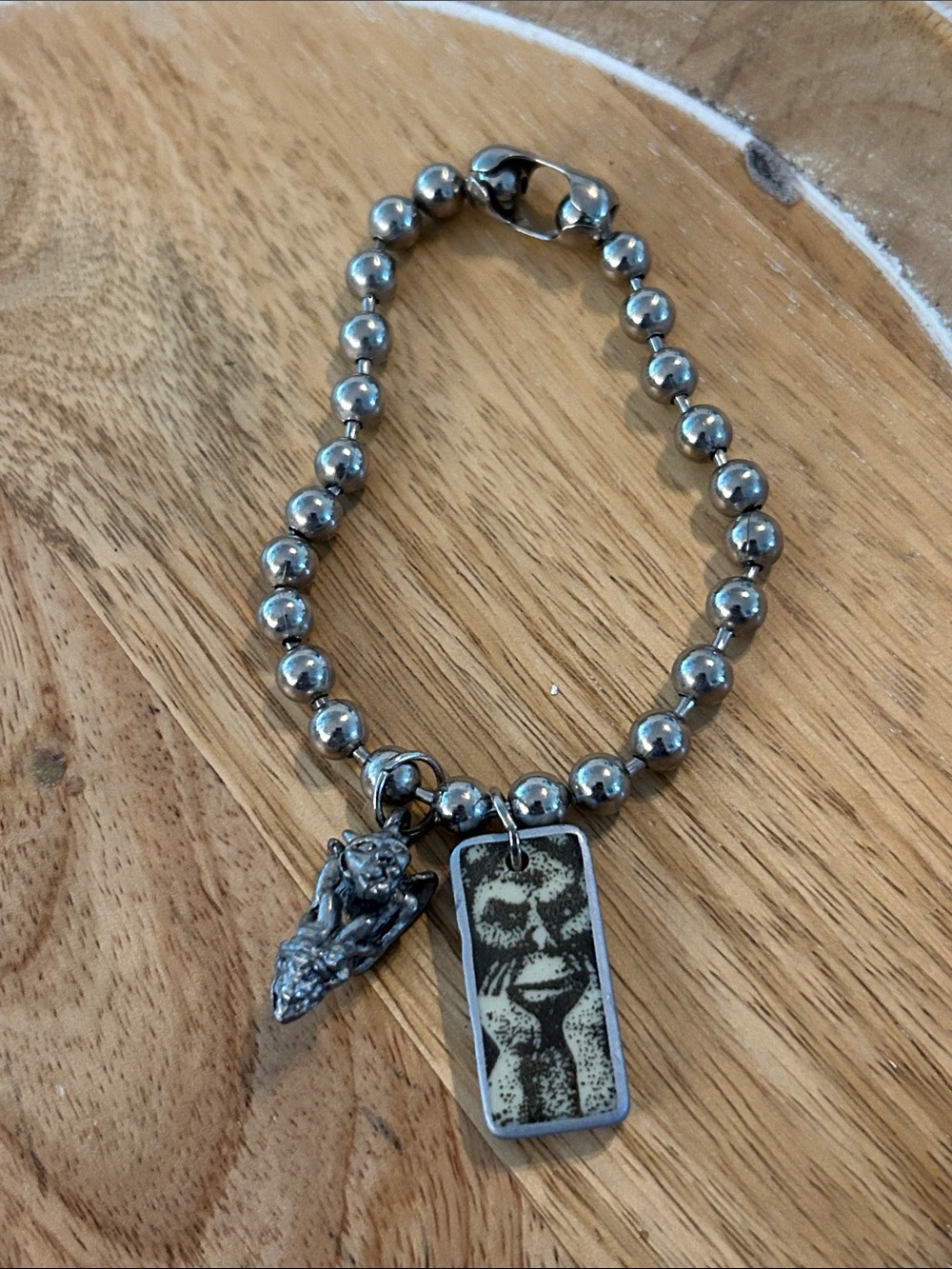 Monkey gargoyle charm Bracelet NEW handmade on chunky ball chain